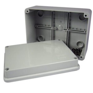 Gewiss GW44206 GWPLAST 75 Grey Weatherproof Junction Box with Smooth Walls & Screw-On Hinged Lid IP56