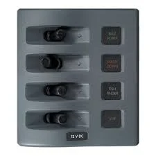 Blue Sea Systems 4 Position Water Resistant Panel 4374 WeatherDeck 12V DC Waterproof Circuit Breaker Panel - Grey 4 Positions