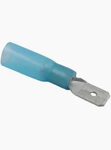 HT502.10 Male Blue Heat Shrink Spade Terminal 6.3mm Pack of 10