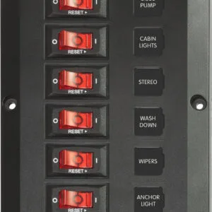 Blue Sea 4352-BSS 6 Position CB Below Deck Panel 12V
